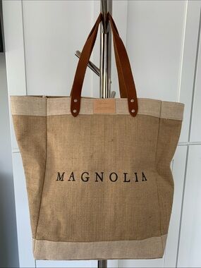 Apolis Global Citizen Natural Jute Tote with Brown Leather Handles